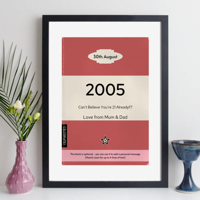 Personalised 2005 Vintage Paperback Book Cover Print | Birthday Gift