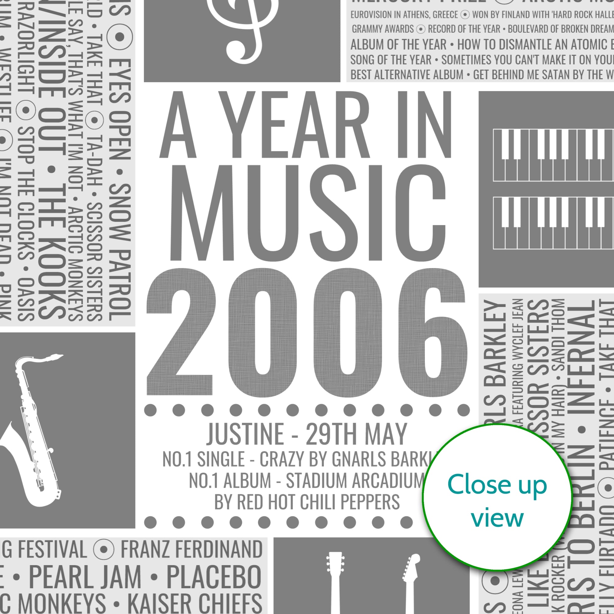 Personalised Music Facts Print - Any Year