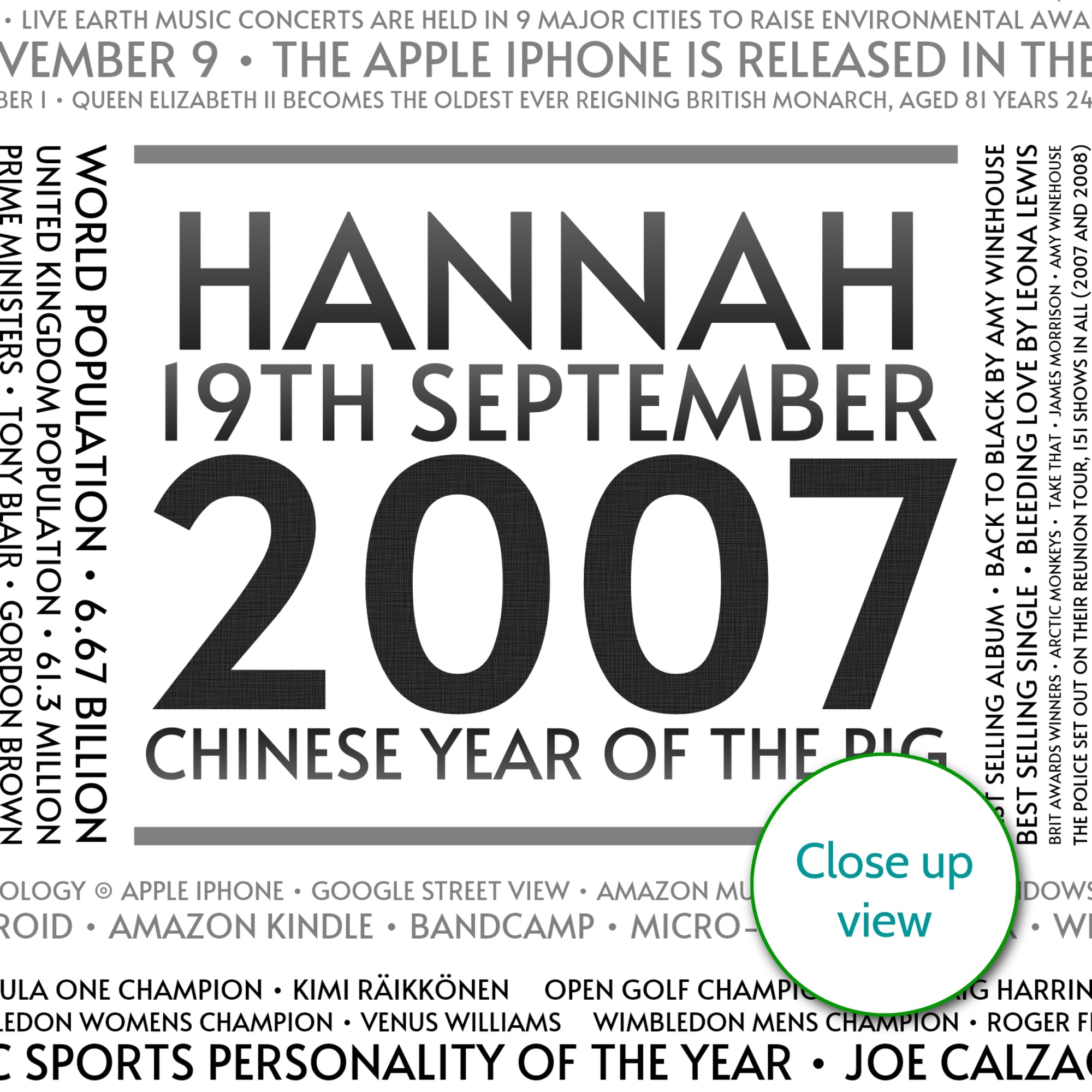 Personalised 2007 Facts Print UK