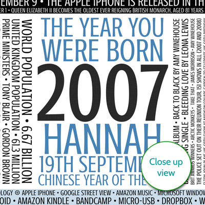 Personalised Born In 2007 Facts Print UK