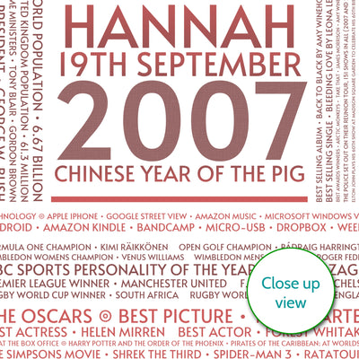 Personalised 2007 Facts Print UK
