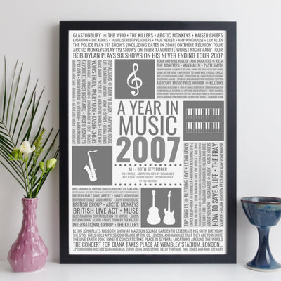Personalised 2007 Music Facts Print - UK
