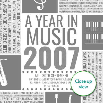 Personalised 2007 Music Facts Print - UK