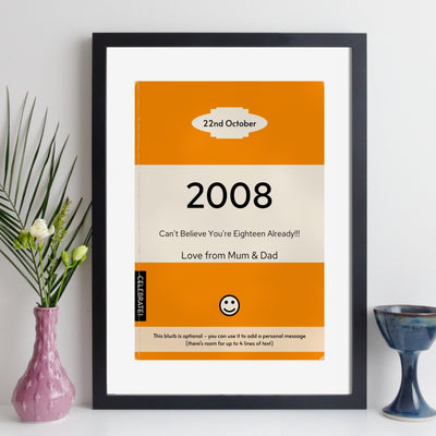 Personalised 2008 Vintage Paperback Book Cover Print | Birthday Gift