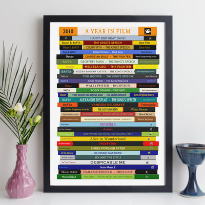 2010 Movies Print – Personalised Year of Film Gift - Year Poster - Birthday Gift