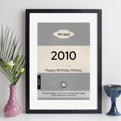 Personalised 2010 Vintage Paperback Book Cover Print | Birthday Gift