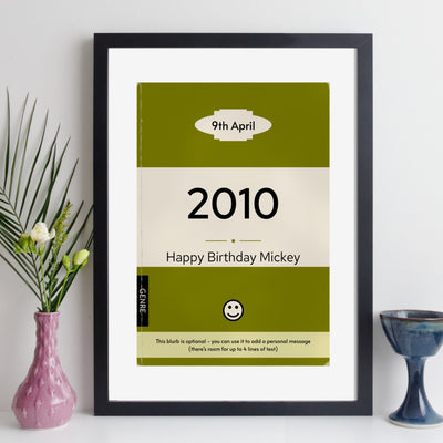 Personalised 2010 Vintage Paperback Book Cover Print | Birthday Gift