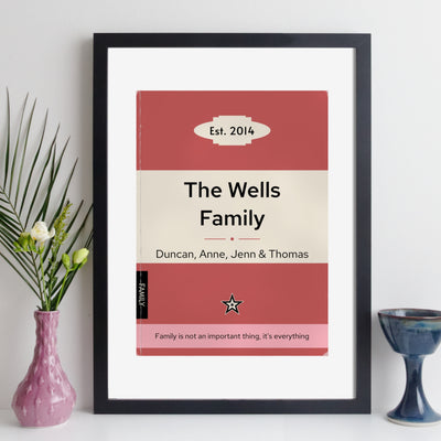 Personalised Family Vintage Paperback Book Cover Print