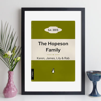 Personalised Family Vintage Paperback Book Cover Print