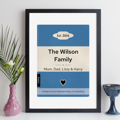 Personalised Family Vintage Paperback Book Cover Print