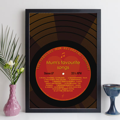 Personalised Record Label Print - Your Favourite Songs