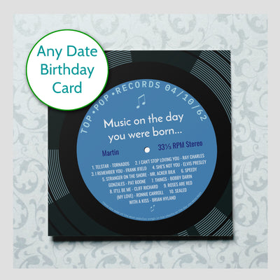 Personalised Birthday Card - Music On The Day You Were Born Record Label