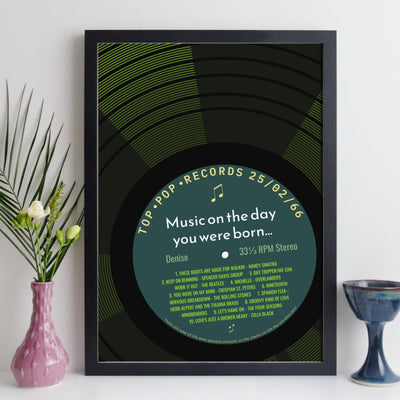 Personalised Music Print - 1966 On The Day You Were Born Record Label Print UK