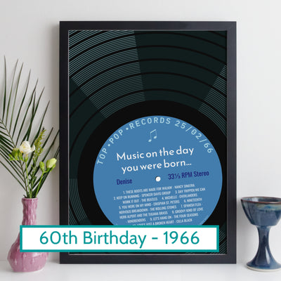 Personalised Music Print - 1966 On The Day You Were Born Record Label Print UK