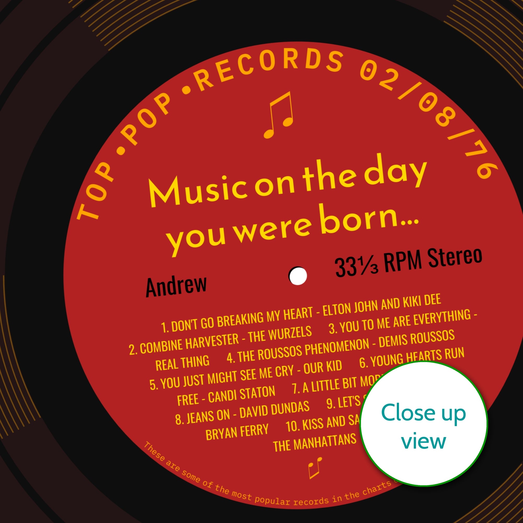 Personalised Music Print - 1976 On The Day You Were Born Record Label Print UK