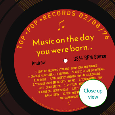 Personalised Music Print - 1976 On The Day You Were Born Record Label Print UK
