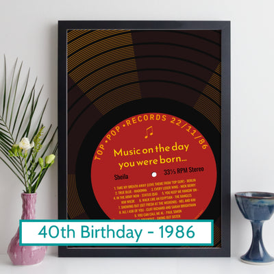Personalised Music Print - 1986 On The Day You Were Born Record Label Print UK
