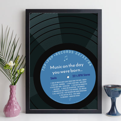 Personalised Music Print - 1986 On The Day You Were Born Record Label Print UK