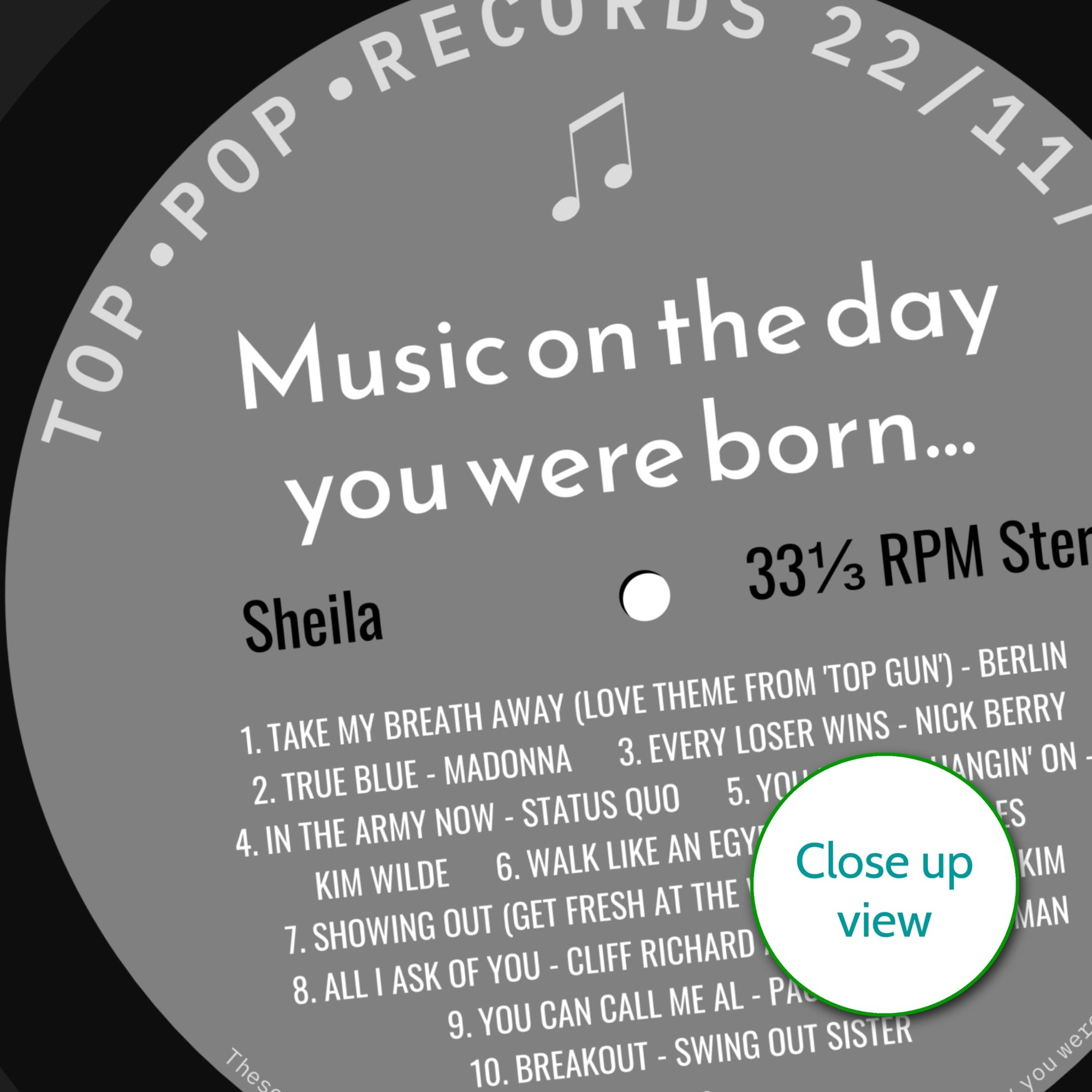 Personalised Music Print - 1986 On The Day You Were Born Record Label Print UK