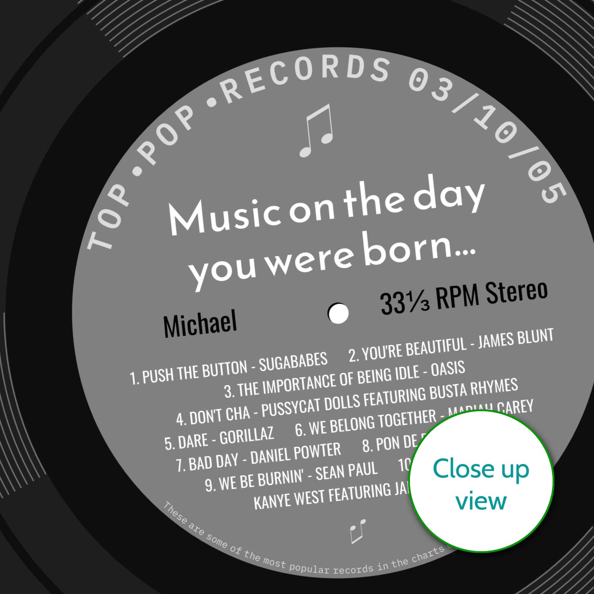 Personalised 21st Birthday Gift - 2005 On The Day You Were Born Record Label Music Print UK