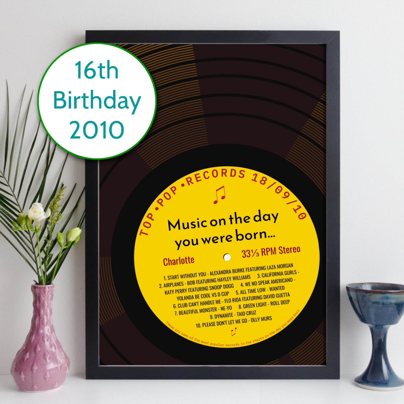 Personalised Music Print - 2010 On The Day You Were Born Record Label Print UK