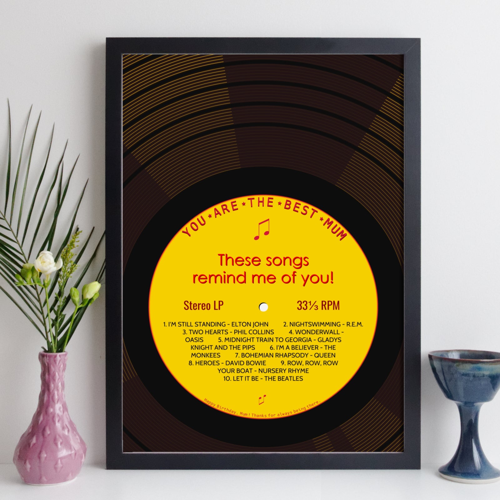 Personalised Record Label Print - Your Favourite Songs