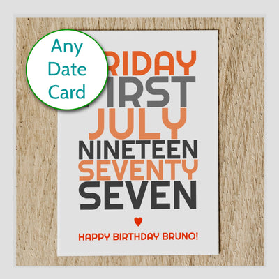 Personalised Any Date Birthday Card With Message