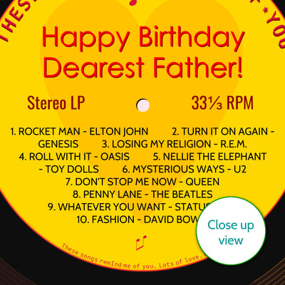 Personalised Record Label Print - Your Favourite Songs