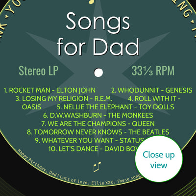 Personalised Record Label Print - Your Favourite Songs