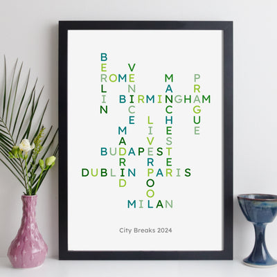 Personalised Travel Crossword Print