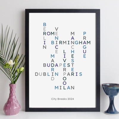 Personalised Travel Crossword Print