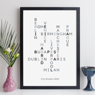 Personalised Travel Crossword Print