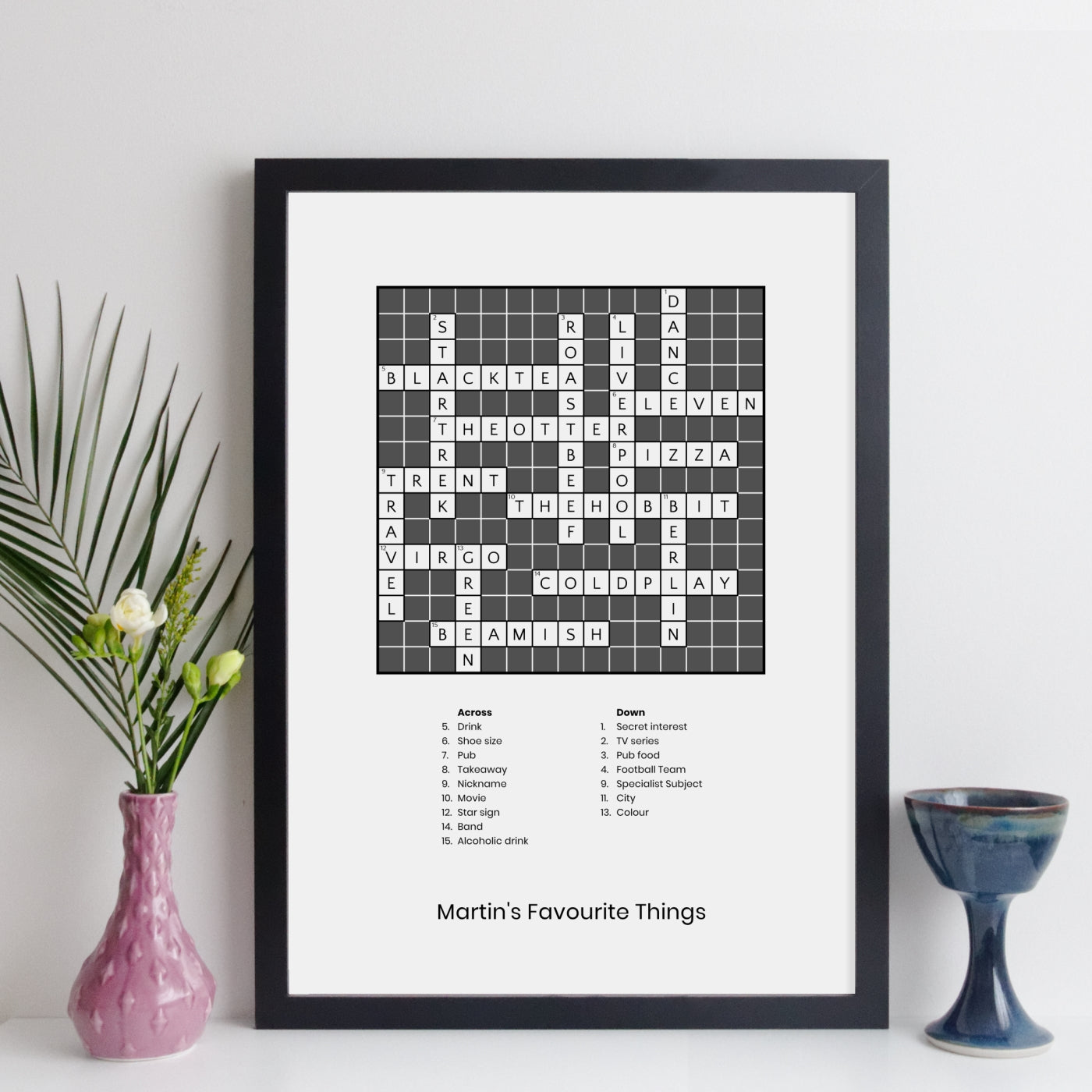 Traditional Crossword Print With Clues