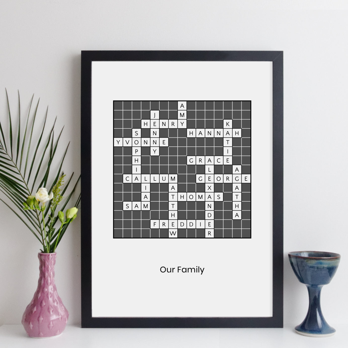 Personalised Family Crossword Print - Traditional style