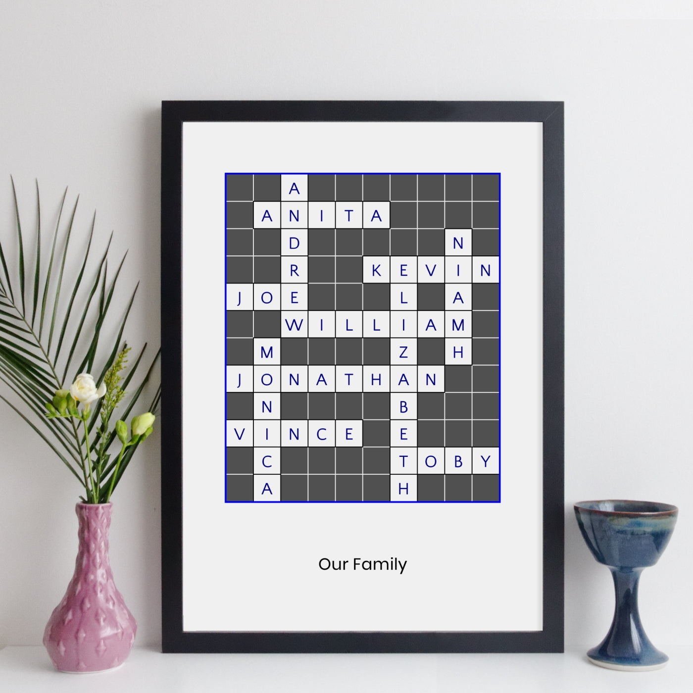 Personalised Family Crossword Print - Traditional style