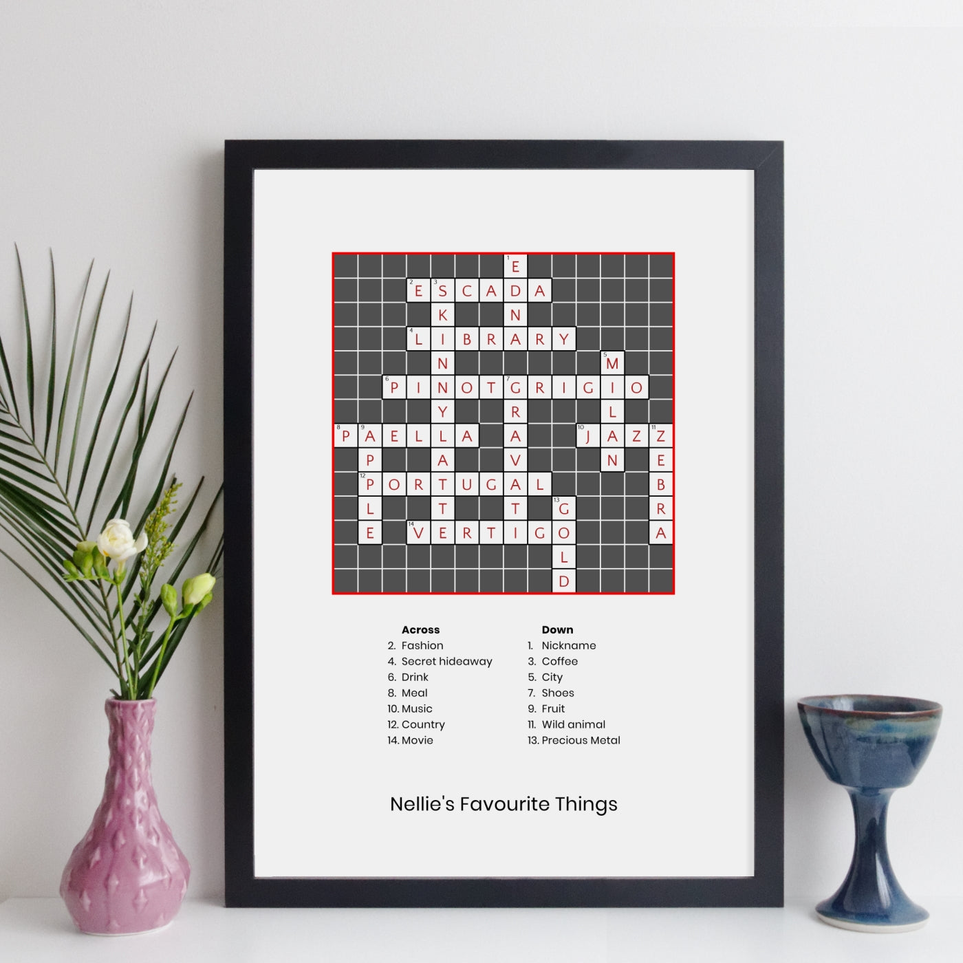 Personalised Traditional Crossword Print With Clues