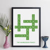 Personalised Family Art Crossword Print With Birthdays