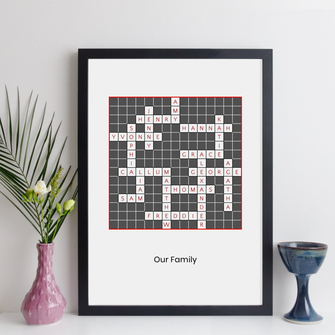 Personalised Family Crossword Print - Traditional style