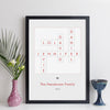 Personalised Family Crossword Print in contemporary style