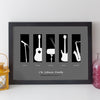 Personalised Family Music Print - contemporary white on black