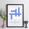 Personalised Family Crossword Print in contemporary style
