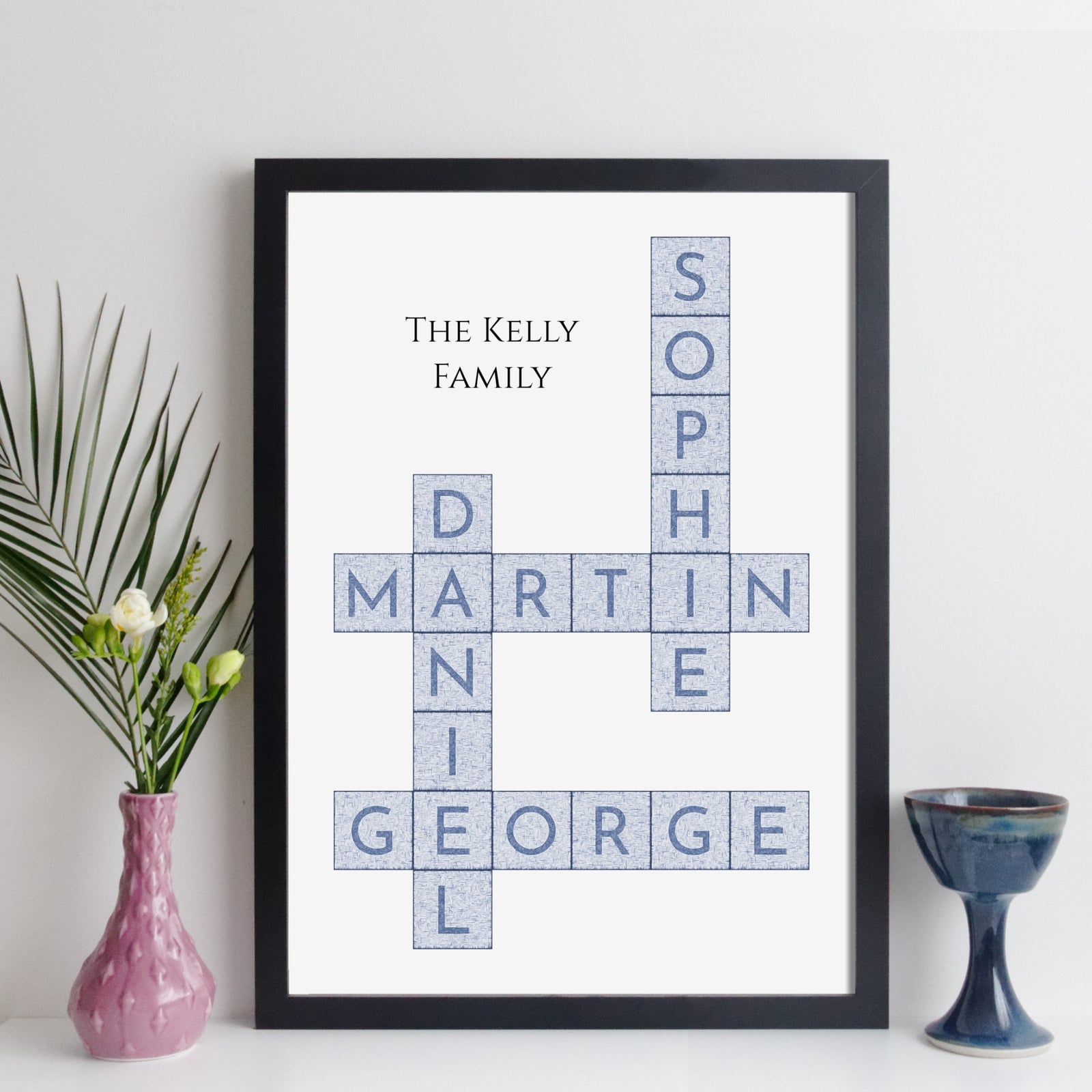 Personalised Family Crossword Print – texture style