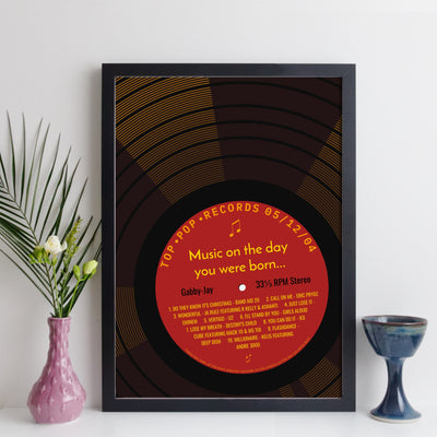Personalised Music Print - 2004 On The Day You Were Born Record Label Print - 2004 birthday gift idea