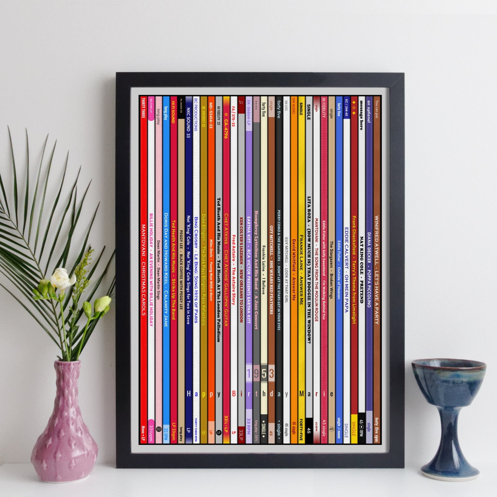 Personalised Music Print - 1953 UK Record Collection Print - 1953 birthday gift idea