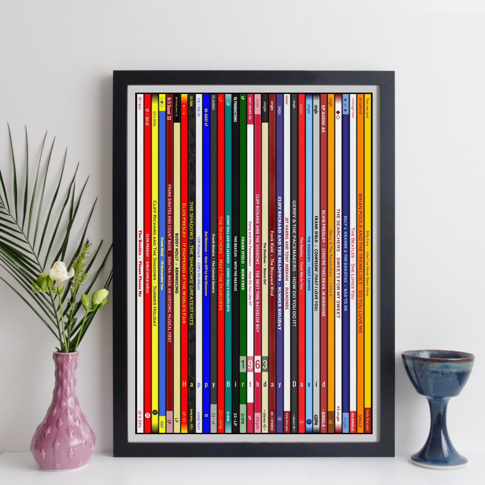 Personalised Music Print - 1963 UK Record Collection Print - 1963 birthday gift idea