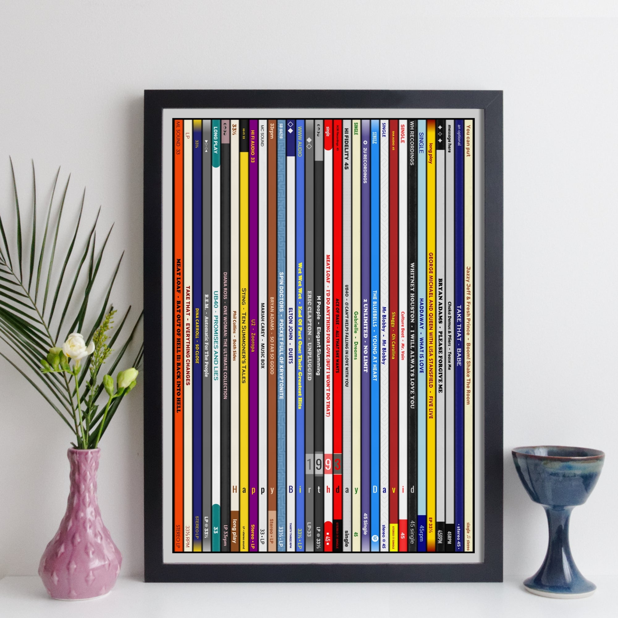 Personalised Music Print - 1993 UK Record Collection Print - 1993 birthday gift idea