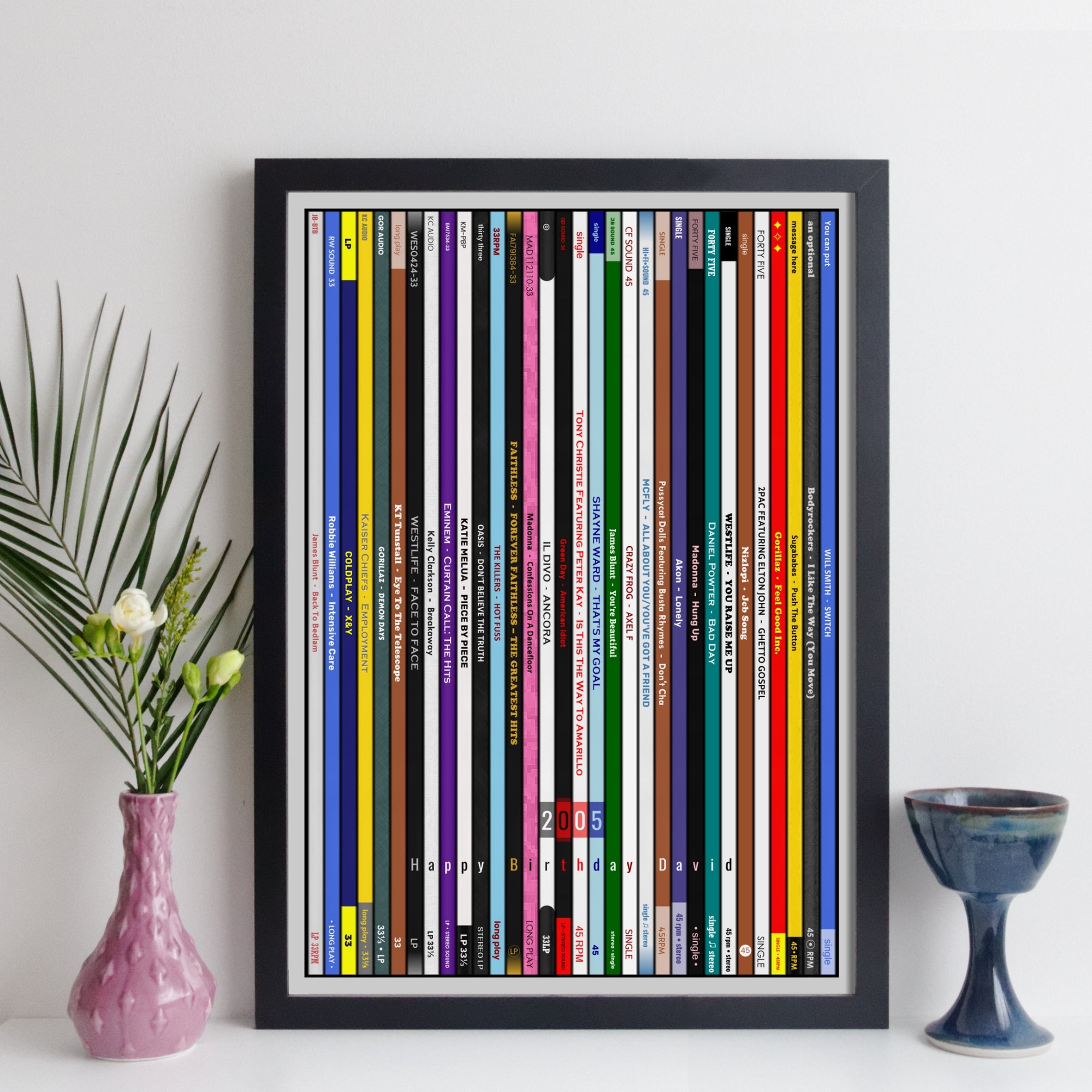 Personalised Music Print - 2005 UK Record Collection Print - birthday gift idea