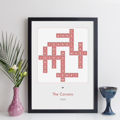 Personalised Family Crossword Print – contemporary style