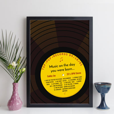 Personalised Music Print - 2001 On The Day You Were Born Record Label Print - 2001 birthday gift idea