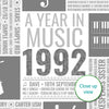 Personalised 1992 Music Facts Print - 1963 Year You Were Born Music Print - 1992 birthday gift idea